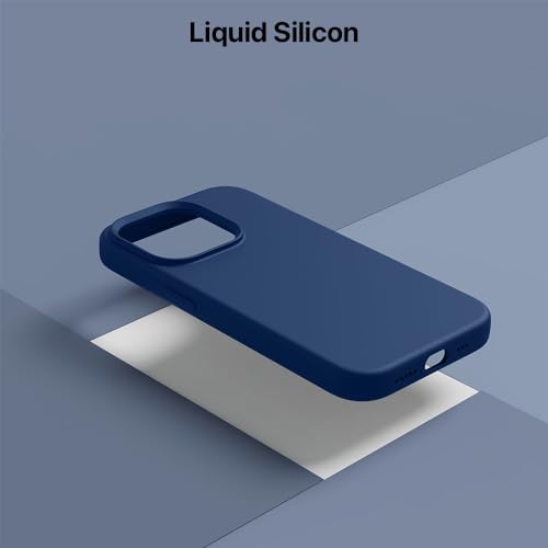 Image of Vaku Luxos Silicone Back Cover Case For iPhone 15 Plus Scratch Resistant Slim Fit Protective Design Military-Grade Protection Support Mag-Safe Wireless Magnetic Charging-Navy Blue