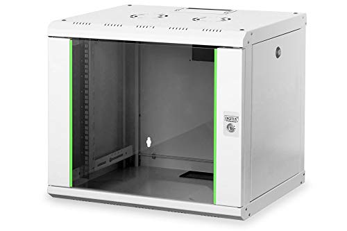 DIGITUS Armario de Red, Rack de 19 Pulgadas, 9U, Montaje en la Pared, Profundidad 450 mm, Capacidad de Carga 100 kg, Serie Unique, Gris