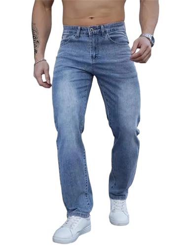 Men's Baggy Jeans Summer Thin Elastic Waist Denim Pants Straight Business Casual Trousers Plus Size