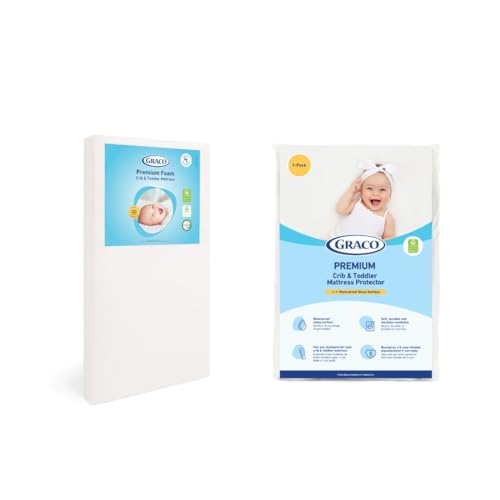 Graco Premium Crib Mattress & Protector Value Bundle (1-Pack)  Includes GREENGUARD Gold Certified Crib & Toddler Mattress, GREENGUARD Gold Certified Waterproof Protector
