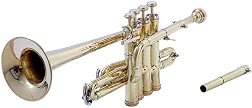 ROSE MUSICALS Piccolo - Trompeta de latón con funda rígida y boquilla Cover