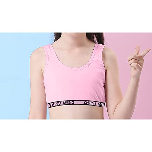 4pcs Girls' Modern Cotton Bralette, Kids Comfort Stretch Sports Bras, Seamless Training Bra, Teens Vest Bras, Pattern 22