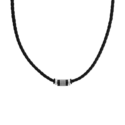 s.Oliver Herren Ledercollier, Edelstahl IP schwarz – Ansicht 5