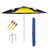 Le parasol de plage et le parasol de pêche ont une conception à double couche, ventilée et respirante ; un revêtement de colle noire épaissi, une transmission de la lumière nulle et des propriétés de protection contre la lumière élevées