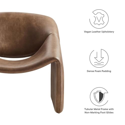 Sillón con tapizado vegano y estructura metálica marrón miniatura 5