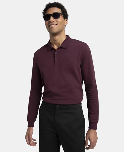 Image of Jockey 3914 Men Super Combed Cotton Rich Solid Full Sleeve Polo T-Shirt with Ribbed Cuffs