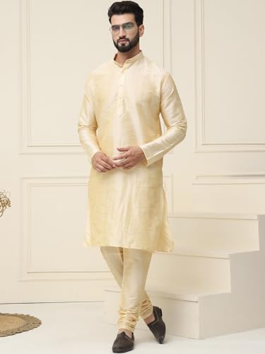 Image of SOJANYA Men's Dupion Silk Solid (Since 1958 Kurta Set & Churidaar Pyjama