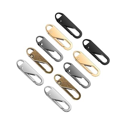 ERITIN Metal Zipper Pulls for Repair & Replacement, Durable Zinc Alloy Tabs, Detachable Zipper Sliders for Luggage, Clothing, Wallets, and Jeans (10 Pack)