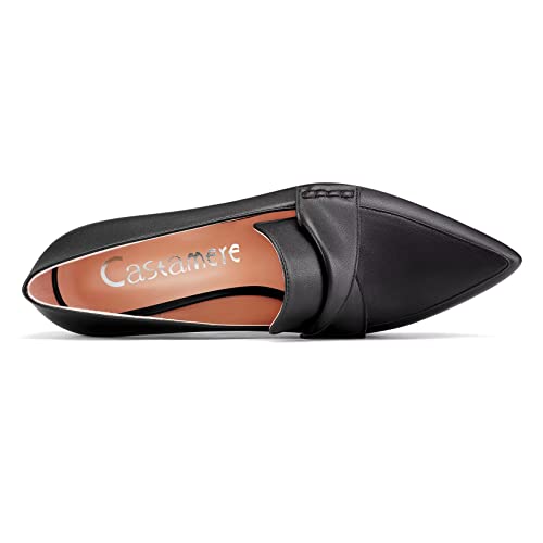 Castamere Women High Stiletto Platform Heel Pointed Toe Loafers Slip-on Pumps Work Business Office Dress 3.9 Inches Heels4