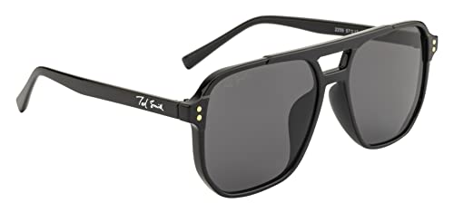 Image of Ted Smith Men's Women's UV Protection Grey Lens Black Pilot Sunglasses