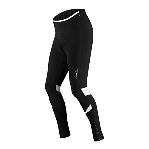 Santic Fahrradhose Lang Damen Gepolsterte Winter Thermo Leggings Radhose Radsport Lange Hosen Tights Weiß EU M
