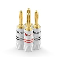 Nakamichi 24K vergoldeter Bananenstecker 12 AWG - 18 AWG Gauge Größe 4mm für Lautsprecher Verstärker Hi-Fi AV Receiver Stereo Heimkino Audiokabel Stecker schraubbar 4 Stück (2-Paare)