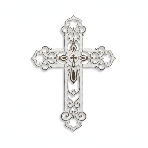 Cruz de pared FDL hollow out en color blanco para decoración elegante
