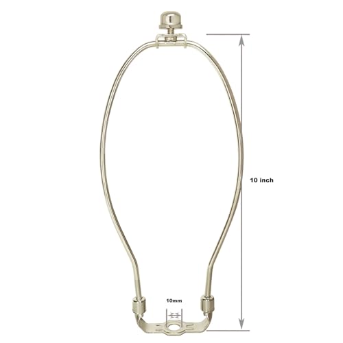 Image of GY & CK 10 Inch Lamp Shade Harp for Table and Floor Lamps, Heavy Duty Lamp Shade Bracket with Standard Harp Saddle and Lamp Finial, Detachable Lamp Shade Holder and Finial Set (Nickel)