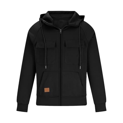Ymosrh Men's Winter Work Hoodie Zip Up Hoodies with Pockets Long Sleeve Cargo Sweatshirt Sports Hooded Jacket3