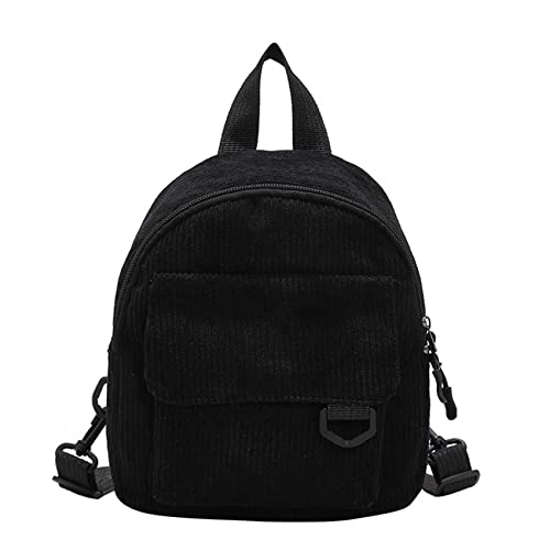 DAMAJI Small Backpack Purse for Women Cute Mini Backpack Purse Tiny Corduroy Backpack Mini Bookbag Purse (Black)