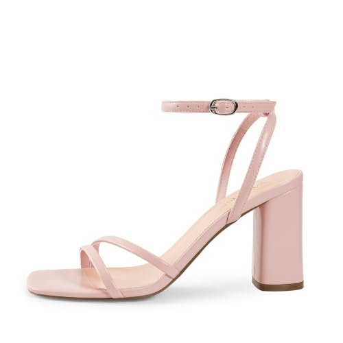 Image of wetkiss Womens Sandals Chunky Strappy Heels Square Open Toe Ankle Buckle Comfort Dress Party Shoes