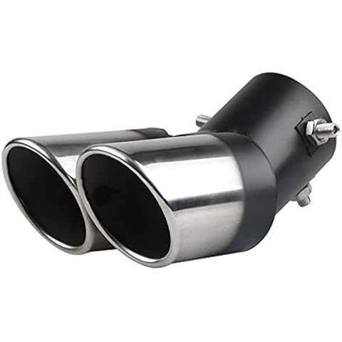idain Car Stainless Steel Dual Exhaust Pipe Tail Muffler Tip Pipe Diameter 1.5" to 2" Curved Type TailPipe Muffler Modification Cover