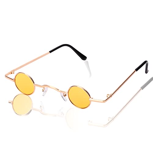 JUFORHQC Retro Glasses Out-of-The-Ordinary Sunglasses with Extremely Small Lenses Unisex