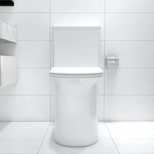 Image of One Piece Tall Toilet, 18.5-Inch Bowl, Dual Flush, White