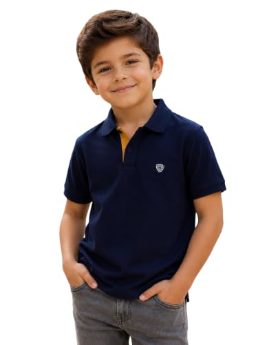 Image of Lux Cozi Boy's Polycotton Polo T-Shirt | Solid Collared Half Sleeve Tee for Kids | Soft Breathable Summer Wear | Casual Smart Polo T-Shirt | 3-14 Years