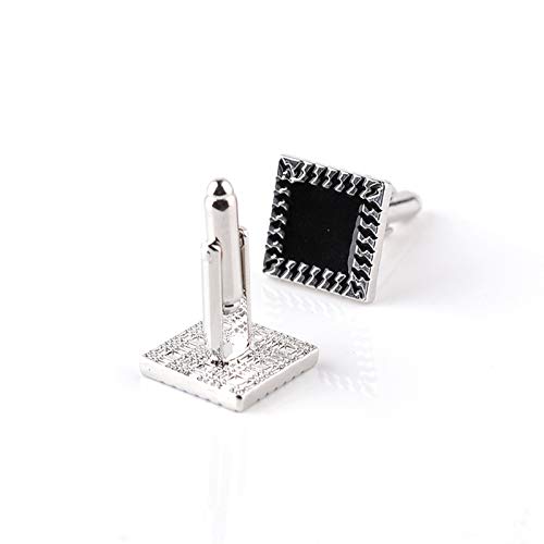 Daesar Mancuernillas para Camisa Hombre Relámpago Plateadas Negras miniatura 5