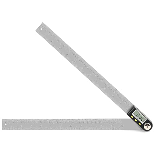 Delgada 12 inch/300mm Digital Angle Finder Tool Stainless Steel Digita Protractor Angle Ruler Finder Tool for Woodworking with Zeroing and Locking Function Battery