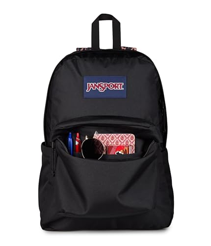 Image of JanSport SuperBreak Plus Backpack with Padded 15-inch Laptop Sleeve and Integrated Bottle Pocket - Spacious and Durable Daypack for Work and Travel, Animal Illustion Con Black /Black /Tan /Black