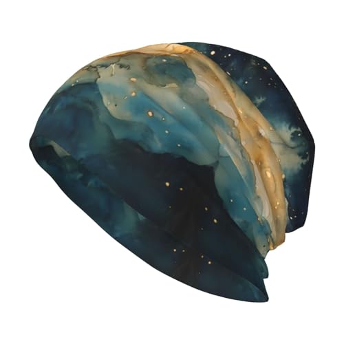 Chapeau en tricot coupe-vent sans bord imprimé lune noir