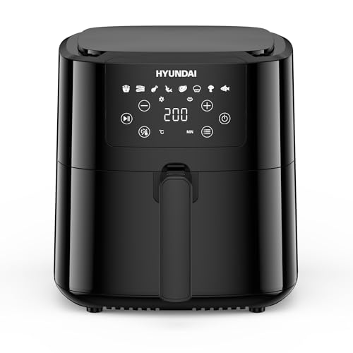 Hyundai 5L Digital Air Fryer, 1500W, 8 Preset Programmes, Touchscreen Controls, 80-200°C, Non-Stick Dishwasher Safe Basket, 3 Year Warranty