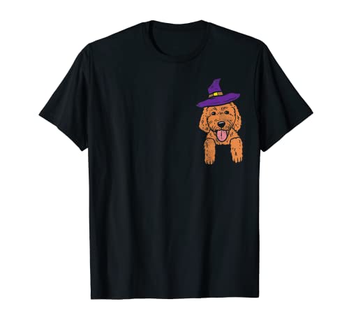 Pocket Goldendoodle Dog Witch Hat Cute Halloween 2020 Gift Maglietta