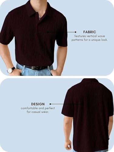 Image of Leriya Fashion Cotton T-Shirt for Men - Soft Breathable Fabric | Regular Fit Half Sleeve Collar Tee for Summer Casual Wear (Available in Plus Size)