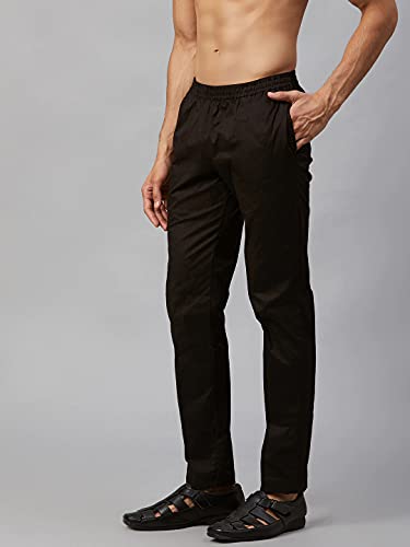 See Designs Men Black Solid Pure Cotton Men's Pyjama (Pack Of 2)_Sdcbpj157M