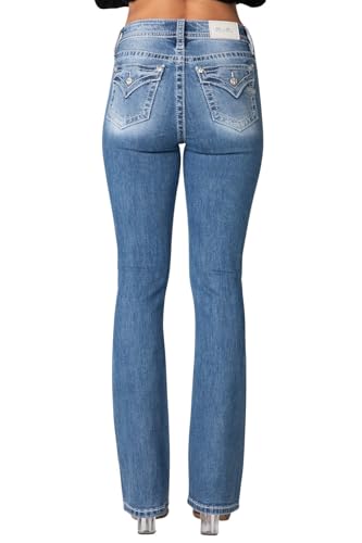 Miss Me Women's Winged Faux Flap Pocket Mid-Rise Bootcut Jeans