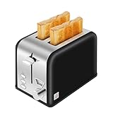 HealSmart 2 Slice Stainless Steel Toaster with Extra Wide Slot & Removable Crumb Tray, 5 Shade Options and Bagel/Defrost/Cancel Functions, Retro...