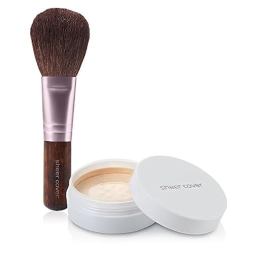 Sheer Cover Perfect Shade - Mineral Foundation Makeup Kit w/ Free Brush - Light/Fair Shade - Powder Makeup, Best Full Coverage Foundation 4 Grams