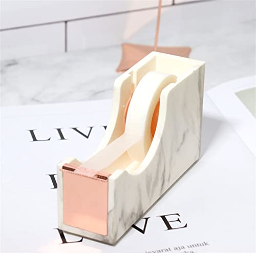 Multibey Desktop Tape Dispenser Gold Rose Gold Metal Core Marble White Texture Office Supplies 1" (Rose Gold) #TOP2