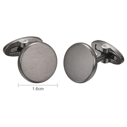 Mancuernillas plateadas cepilladas para hombre miniatura 2