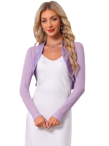 Image of Allegra K Women's Satin Shrug Wedding Open Front Mesh Evening Formal Bolero