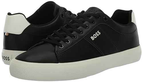 Image of BOSS Men's Aiden Logo Block Leather Low Top Sneakers