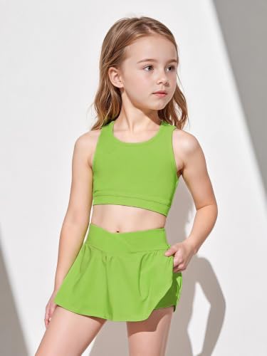 Image of SOLY HUX Toddler Girl's 2 Piece Workout Outfits Lightweight Crop Tank Tops and Skort Athletic Set