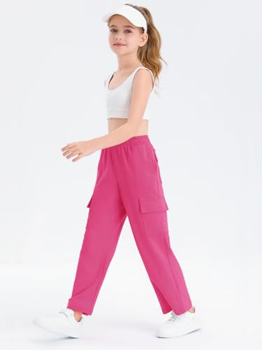 Image of Girls Kids Cargo Sweatpants Wide Straight Leg Jogger Pants 5-14 Years