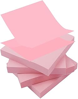 400 Sheets Sticky Notes, 76mm x 76mm Self-Stick Notes, Removable Pink Sticky Notes for School, Office and Home (4 Pads, 100 Sheets Per Pad)