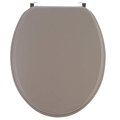 Wirquin 20717957 Abattant WC Woody taupe mat en MDF forme U avec charnières en inox
