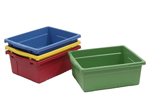 Copernicus Large Recycled Plastic Open Cubby Bin Storage Tub Organizer for Classrooms, Yellow image 5