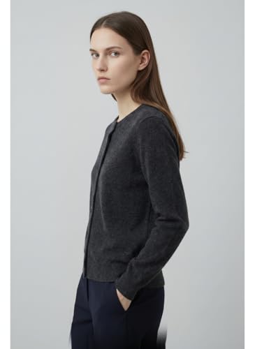 Image of JENNIE LIU Women's 100% Cashmere Button Front Long Sleeve Crewneck Cardigan Sweater