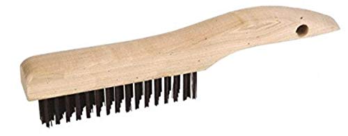 Image of Weiler 44061 Hand Wire Scratch Brush 012 Carbon Steel Fill, Shoe Handle, 2 x 17 Rows, Made in The USA (Pack of 12)