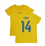 Tutiinca Sweden 2026 Isak 14 Tribute Two-Sided Ladies' Crewneck T-Shirt (Yellow, XX-Large)