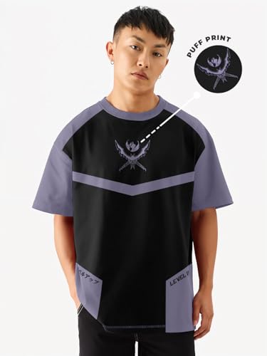 Image of Jin Woo X Shadow Monarch Solo Leveling Printed Anime Oversized T-Shirt - Multi Color