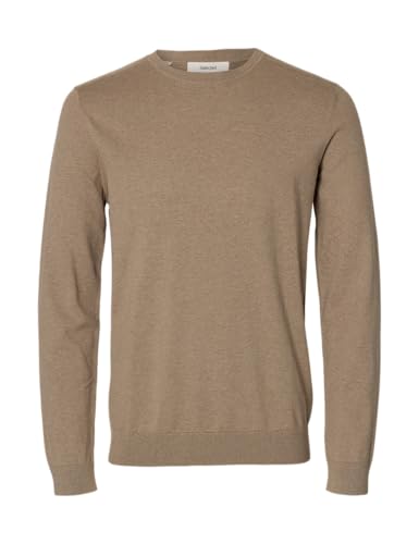 Pull Selected coton de qualité supérieure avec col rond et manches longues beige en maille